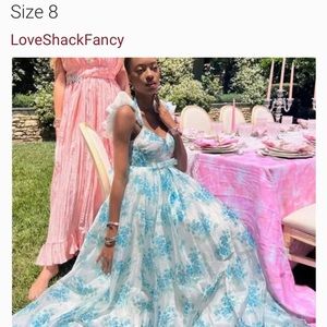 NEW LoveShackFancy Macron Gown Magic Turquoise Floral Gown Size 8